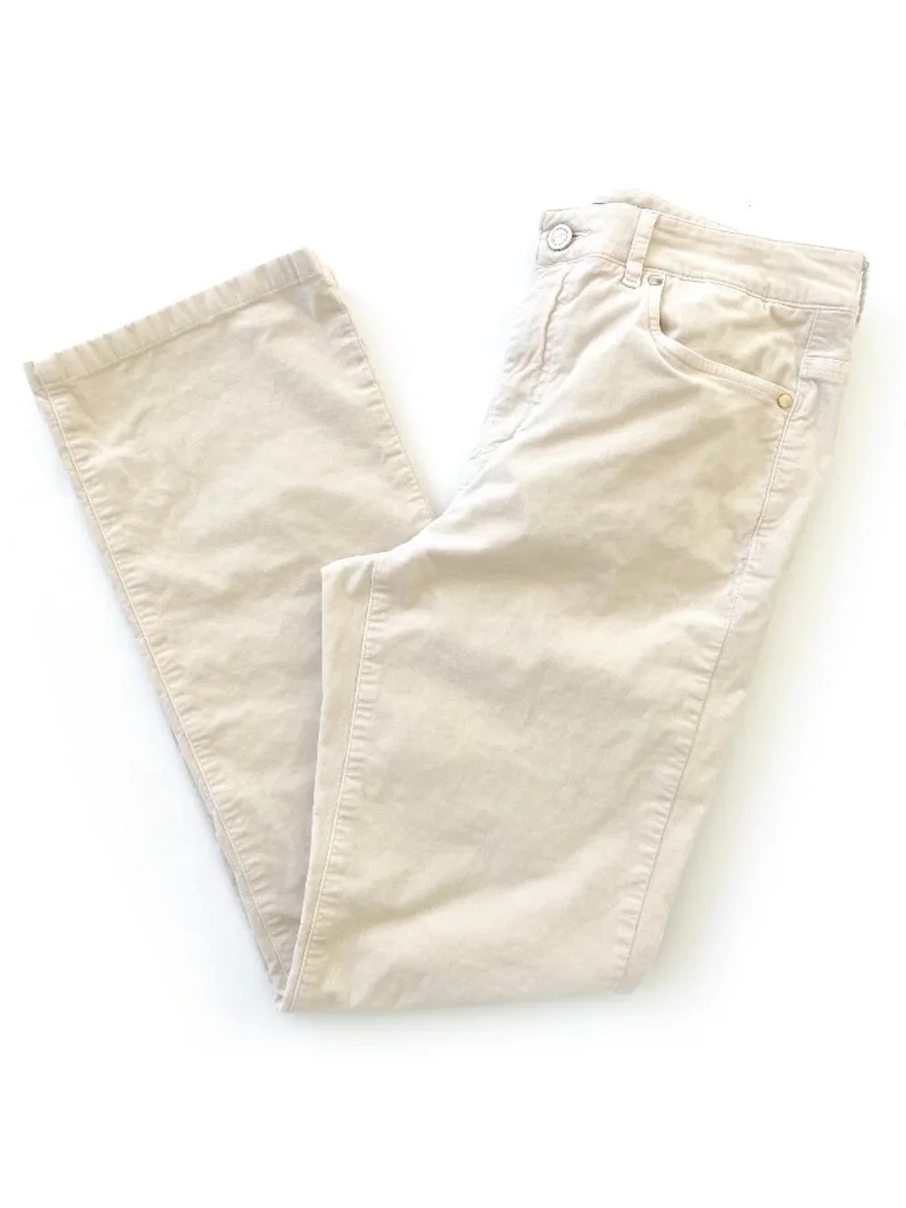 J.McLaughlin Milburn Ankle Kick Flare Velvet Pants Sz 6 Ivory Stretch